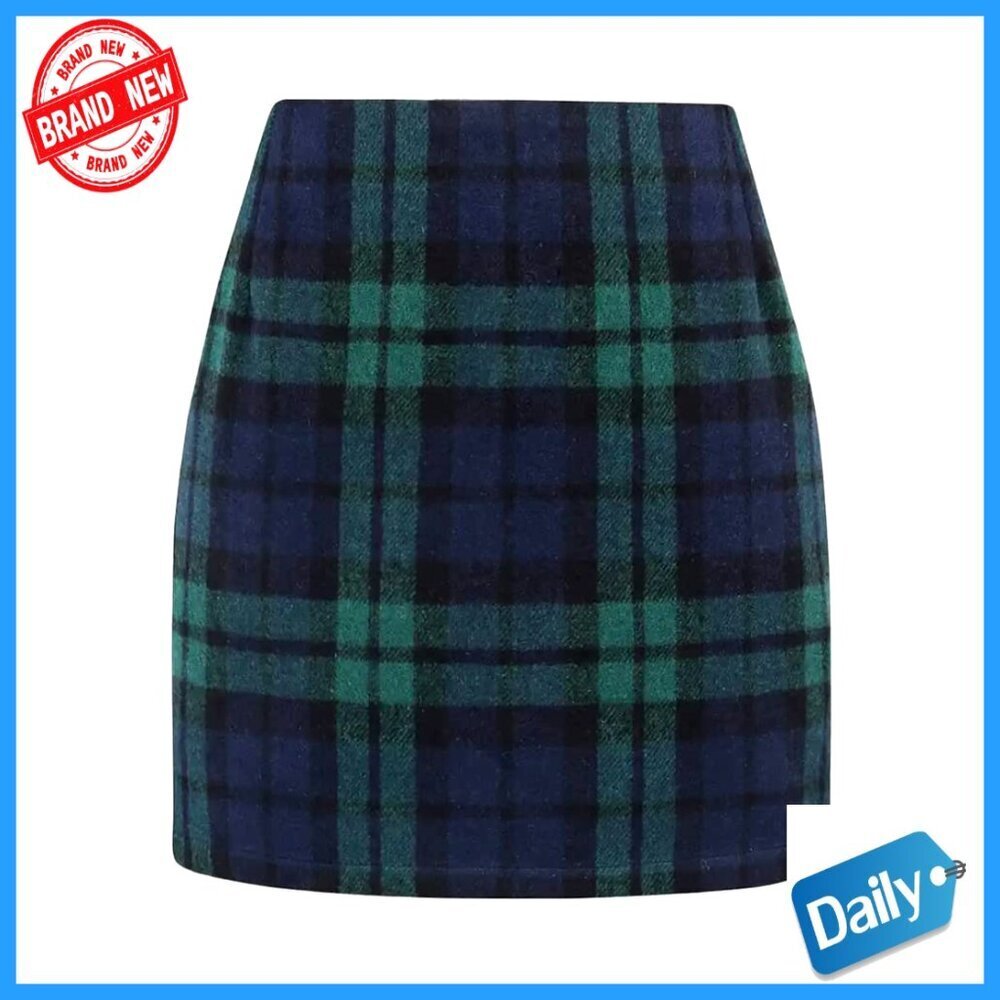 Wool Plaid Mini Skirt High Waisted Bodycon Pencil Skirt Fall Winter